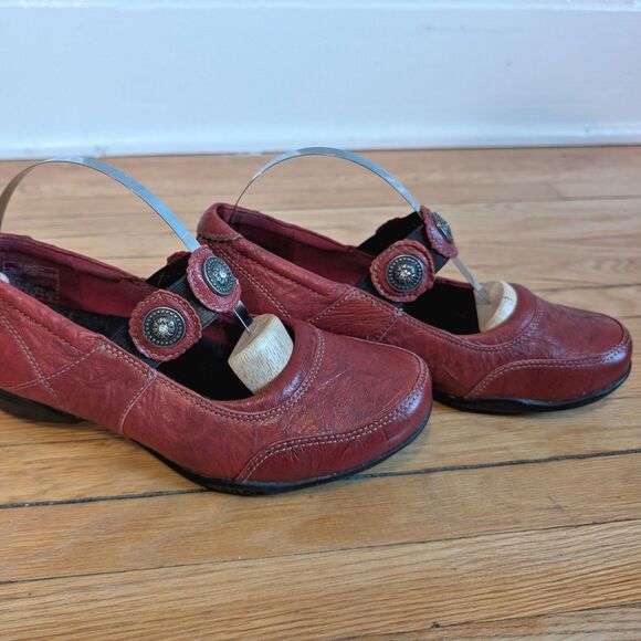 Taos Mary Jane Flats Leather Applique Red Comfort Ballet Shoes Walking Size 6 - Picture 7 of 13